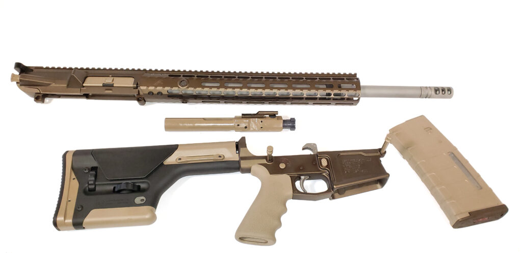 Side view of custom Cerakoted 6.5 Creedmoor AR-10