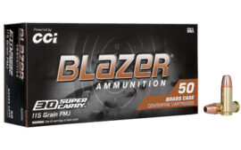 Blazer Ammunition Blazer Brass, 30 Super Carry, 115 Grain, 50 Round Box