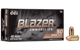 Blazer Ammunition Blazer Brass, 45 ACP, 230 Grain, 50 Round Box