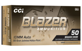 Blazer Ammunition Blazer Brass Hollow Point, 10MM, 180 Grain, Jacketed Hollow Point, 50 Round Box