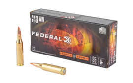 Federal Fusion, 243 Winchester, 95 Grain, Fusion Soft Point, 20 Round Box