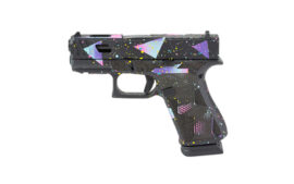 GLOCK 43X, 9MM, 3.41" Barrel, Custom 80's Night Cerakote Finish by Shark Coast Tactical, Black, 15 Rounds