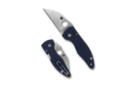 Spyderco MicroJimbo, Folding Knife, 2.45" Wharncliffe Blade, 6.22" Overall Length, Silver, Blue G-10 Handle