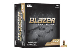 CCI Ammunition Blazer Brass, 9MM, 115 Grain, 200 Round Tray