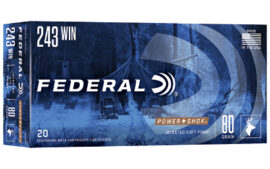 Federal PowerShok, 243WIN, 80 Grain, 20 Round Box