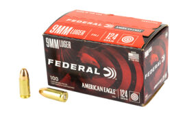 Federal American Eagle, 9MM, 124 Grain, 100 Round Box