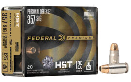 Federal Premium, 357 SIG, 125 Grain, Jacketed Hollow Point, 20 Round Box