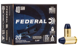 Federal Syntech Defense with Catalyst Clean Burning Primer, 40 S&W, 175 Grain, Semi Jacketed Hollow Point, 40S&W 175GR Sjhp