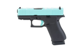 GLOCK 43X, 9MM, 3.41" Barrel, Custom Mint Condition Cerakote Finish by Skydas, Black Frame, 15 Rounds