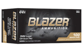 CCI Ammunition Blazer Brass, 9MM, 124 Grain, 100 Round Tray