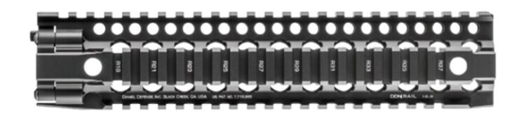 Daniel Defense DDM4 Rail 10.0 one-piece quad rail in black, side view