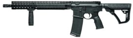 Daniel Defense DDM4 V9 rifle in black with 16 inch barrel and extended DDM4 Rail 15.0 quad rail, right side view