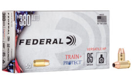 Federal Train & Protect, 380 ACP, 85Gr, Versatile Hollow Point, 50 Round Box