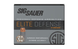 Sig Sauer Elite Performance V-Crown Ammunition, 45 ACP, 200 Grain, Jacketed Hollow Point, 20 Round Box