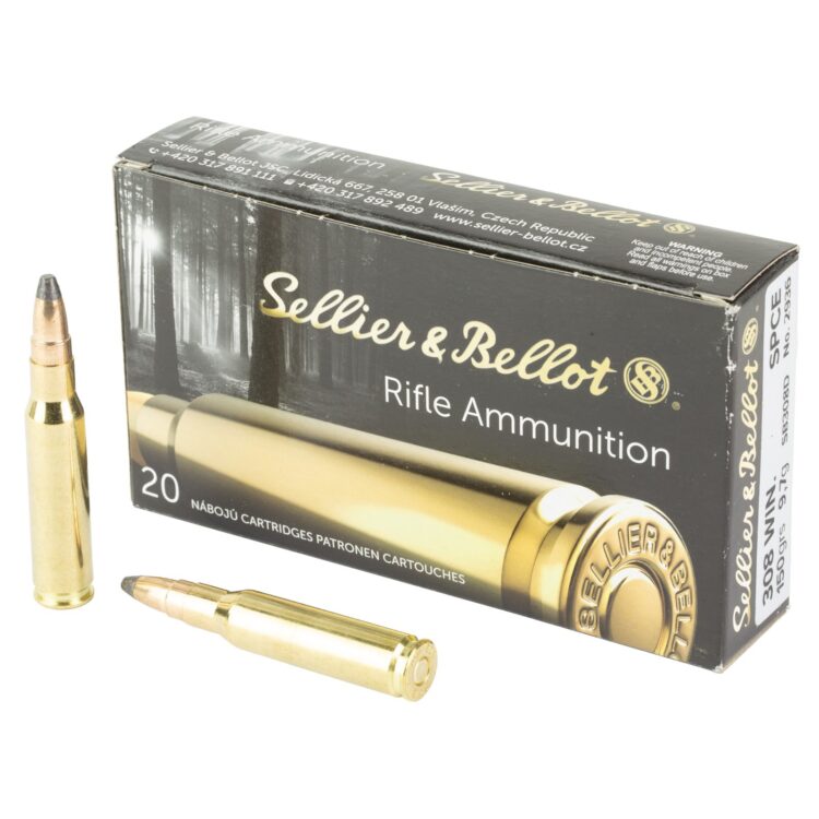 Sellier & Bellot Rifle .308 Win 150 gr Rifle Ammo, 20 Rounds