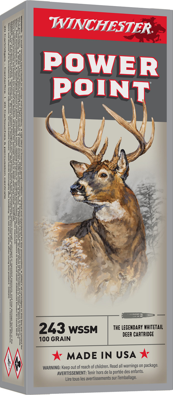 Winchester Repeating Arms Power-Point .243 WSSM 100 gr Ammo, 20 Rounds